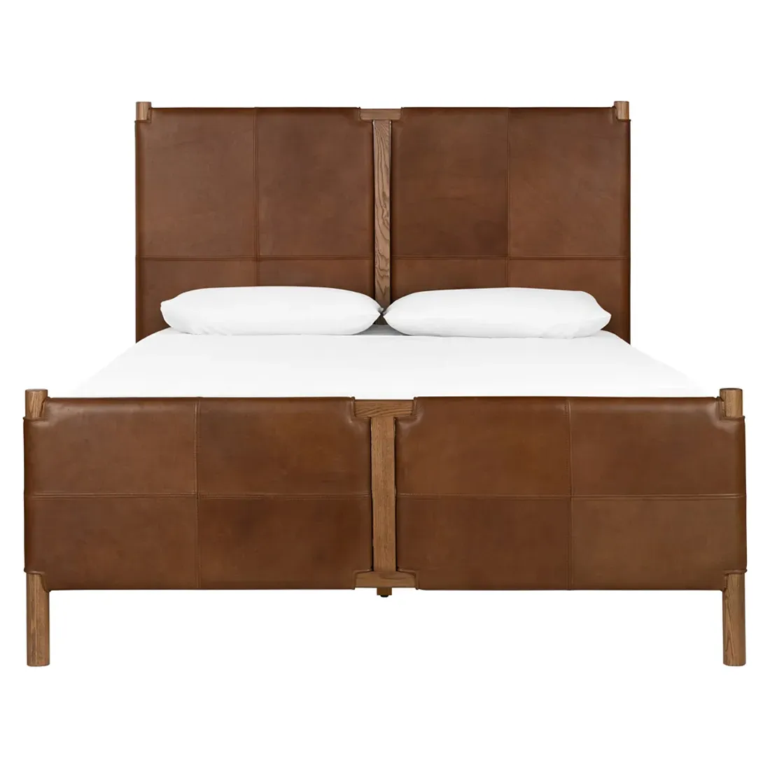 Hubert Queen Size Bed Frame - Brown, Leather image