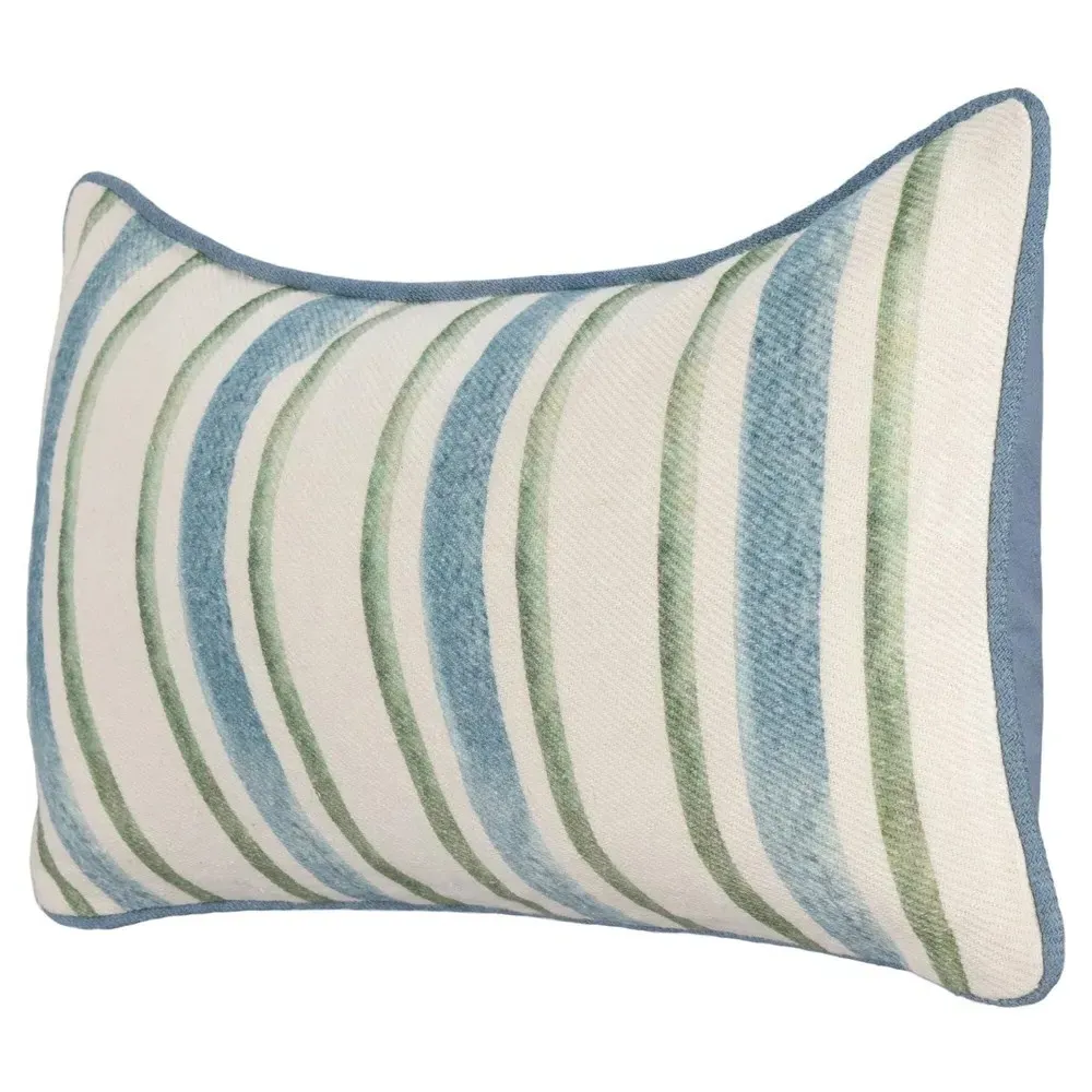 Huck Striped Lumbar Pillow - Blue, Linen