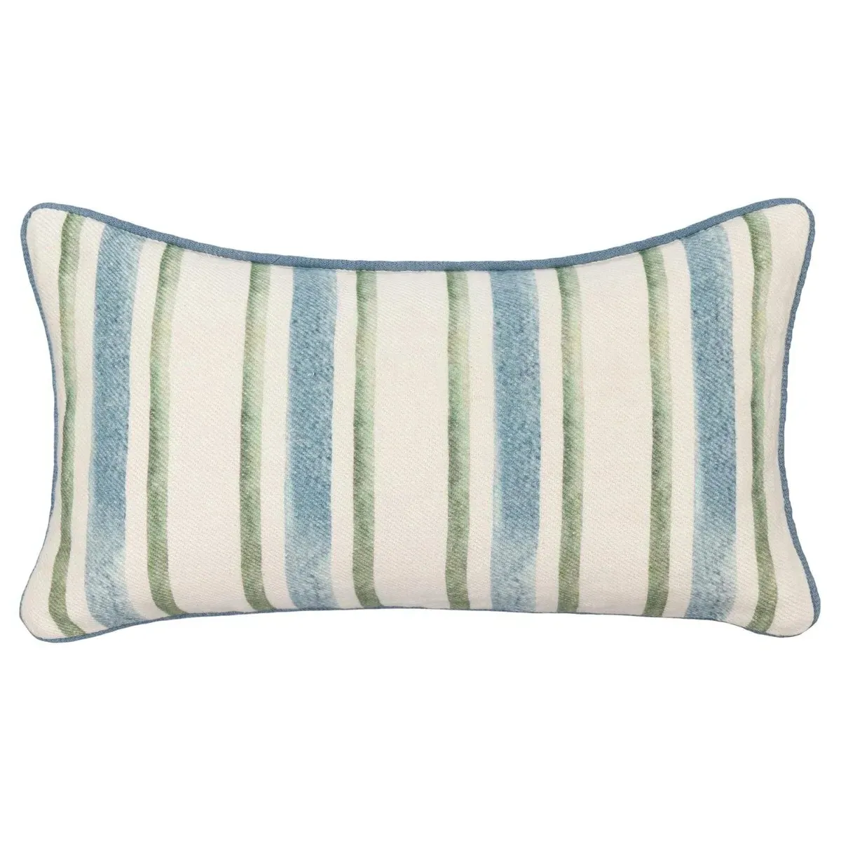 Huck Striped Lumbar Pillow - Blue, Linen image