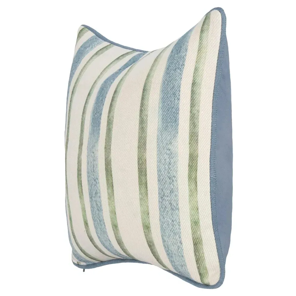 Huck Striped Throw Pillow - Blue, Linen