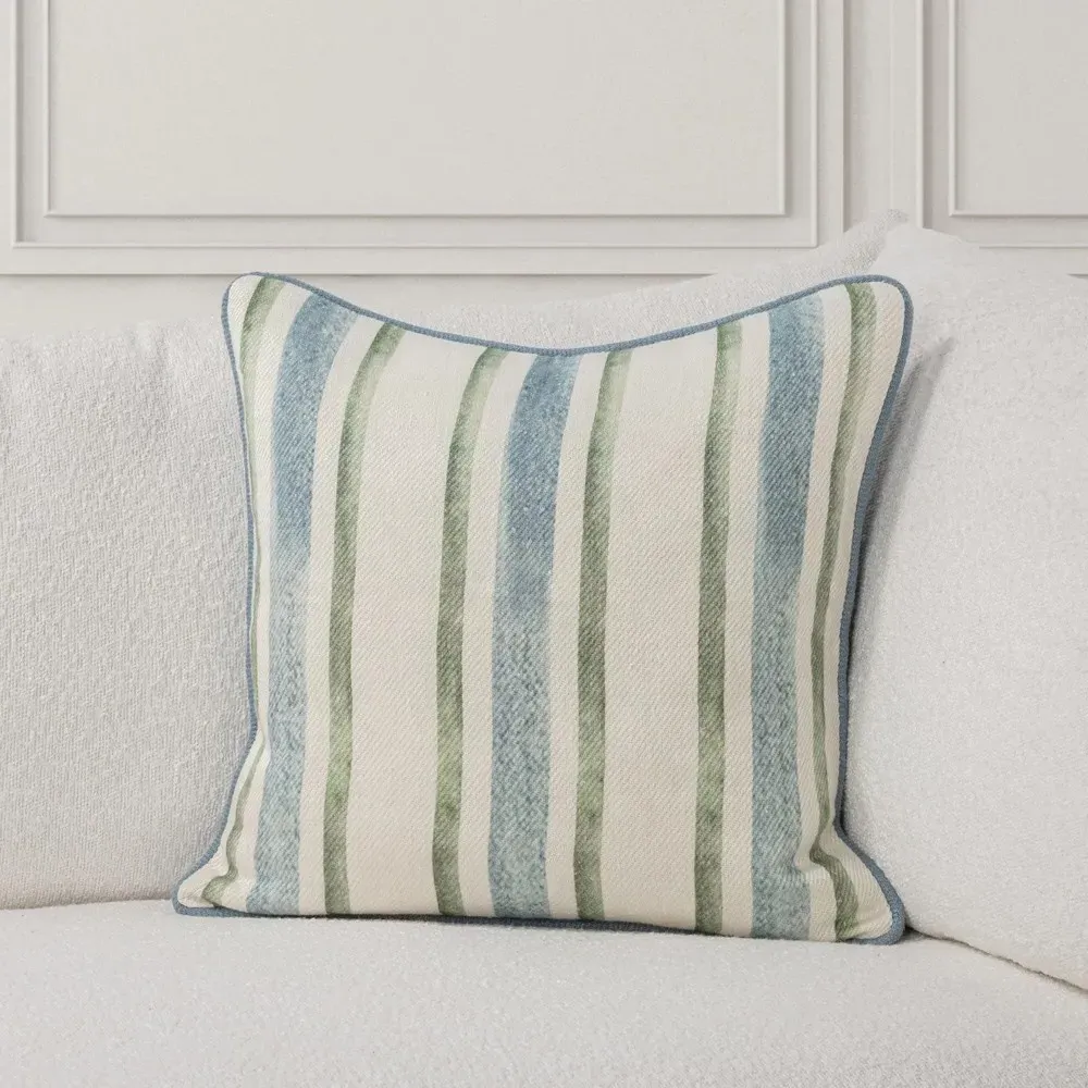 Huck Striped Throw Pillow - Blue, Linen