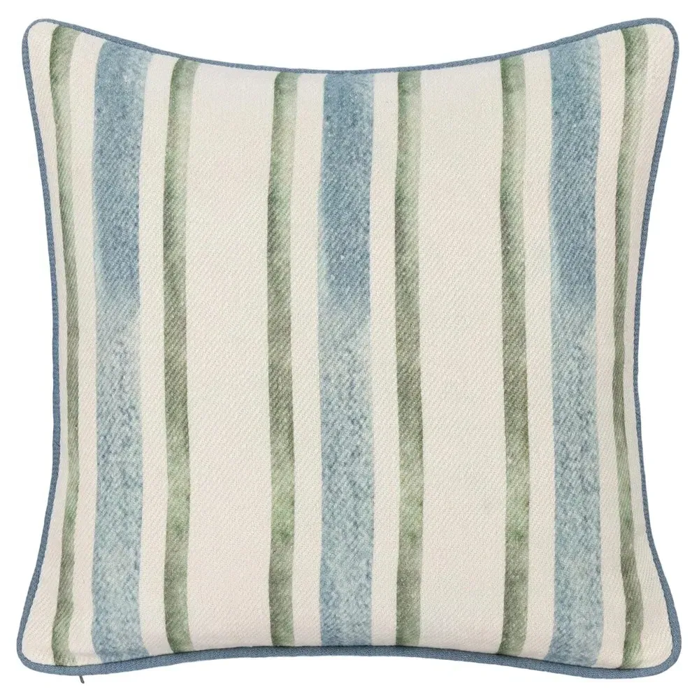 Huck Striped Throw Pillow - Blue, Linen