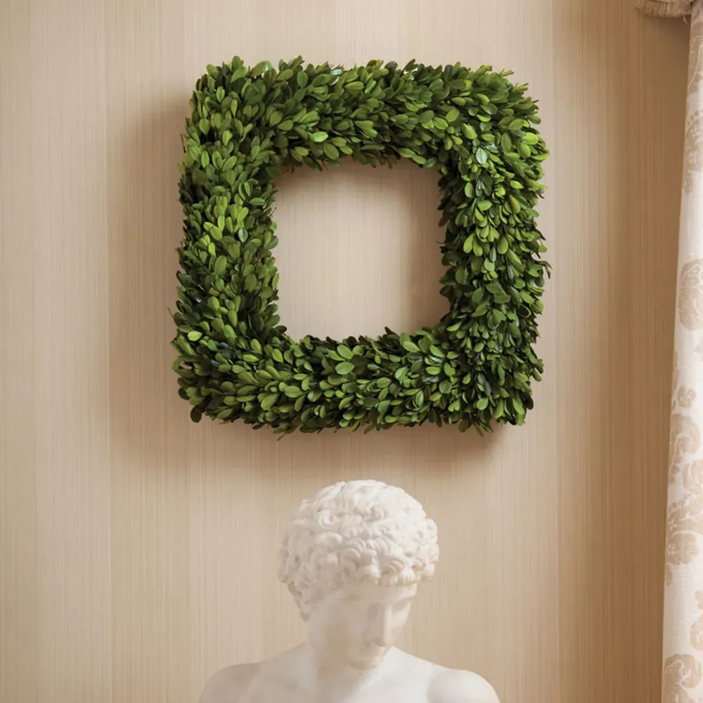 Hudson 16" Square Wreath - Green, Boxwood