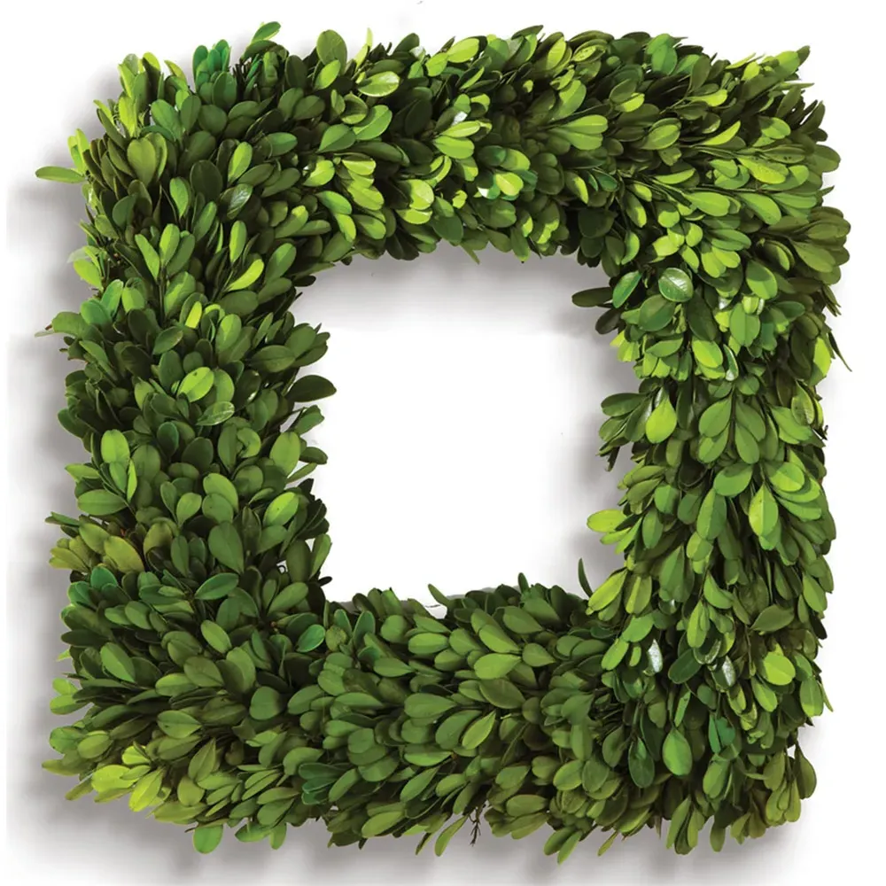Hudson 16" Square Wreath - Green, Boxwood image