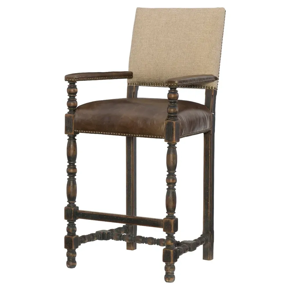 Hudson Bar Stool - Brown, Wood