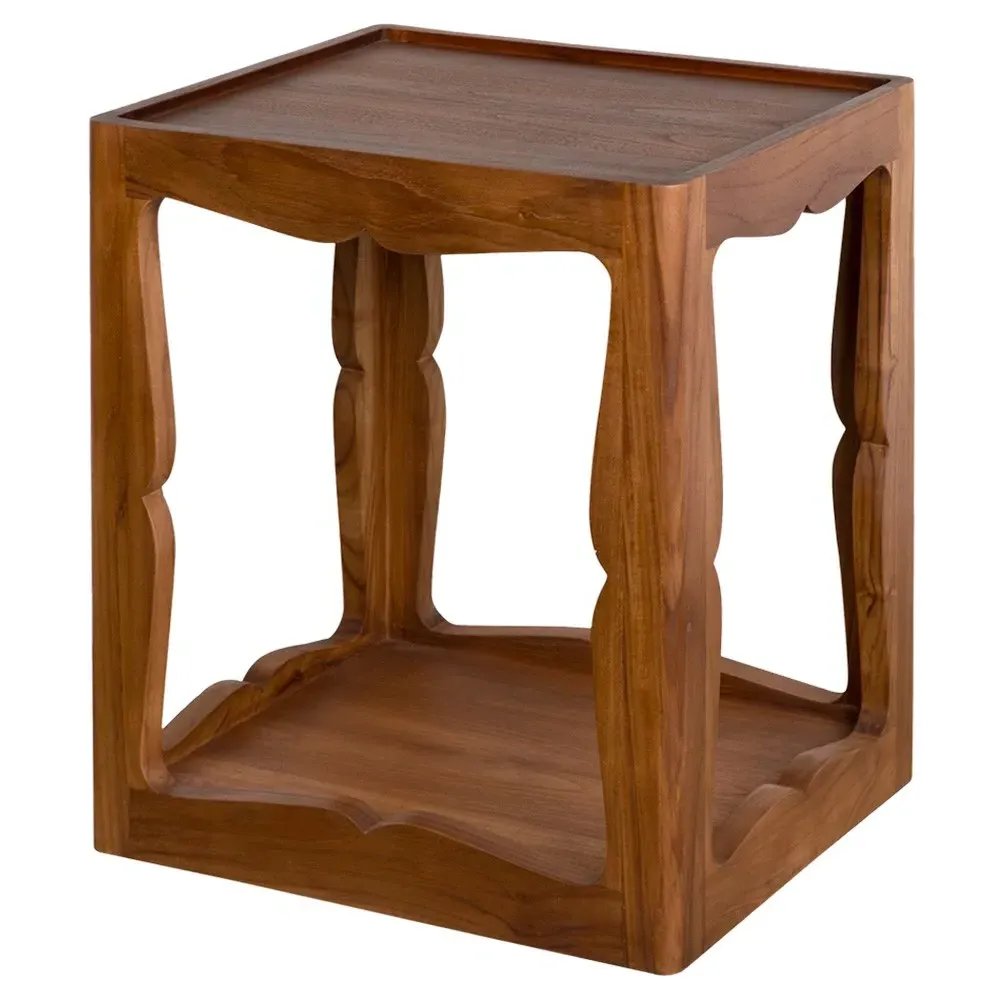 Hudson Rectangular Side Table - Brown, Teak