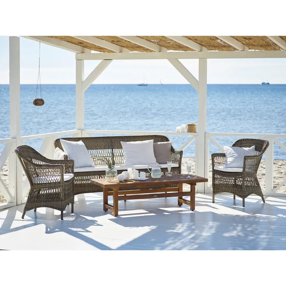 Hunter Outdoor Lounge Chair with Cushion - White, Rattan