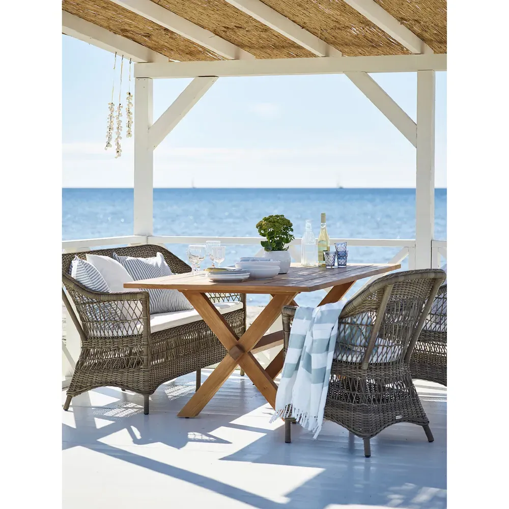 Hunter Outdoor Lounge Chair with Cushion - White, Rattan