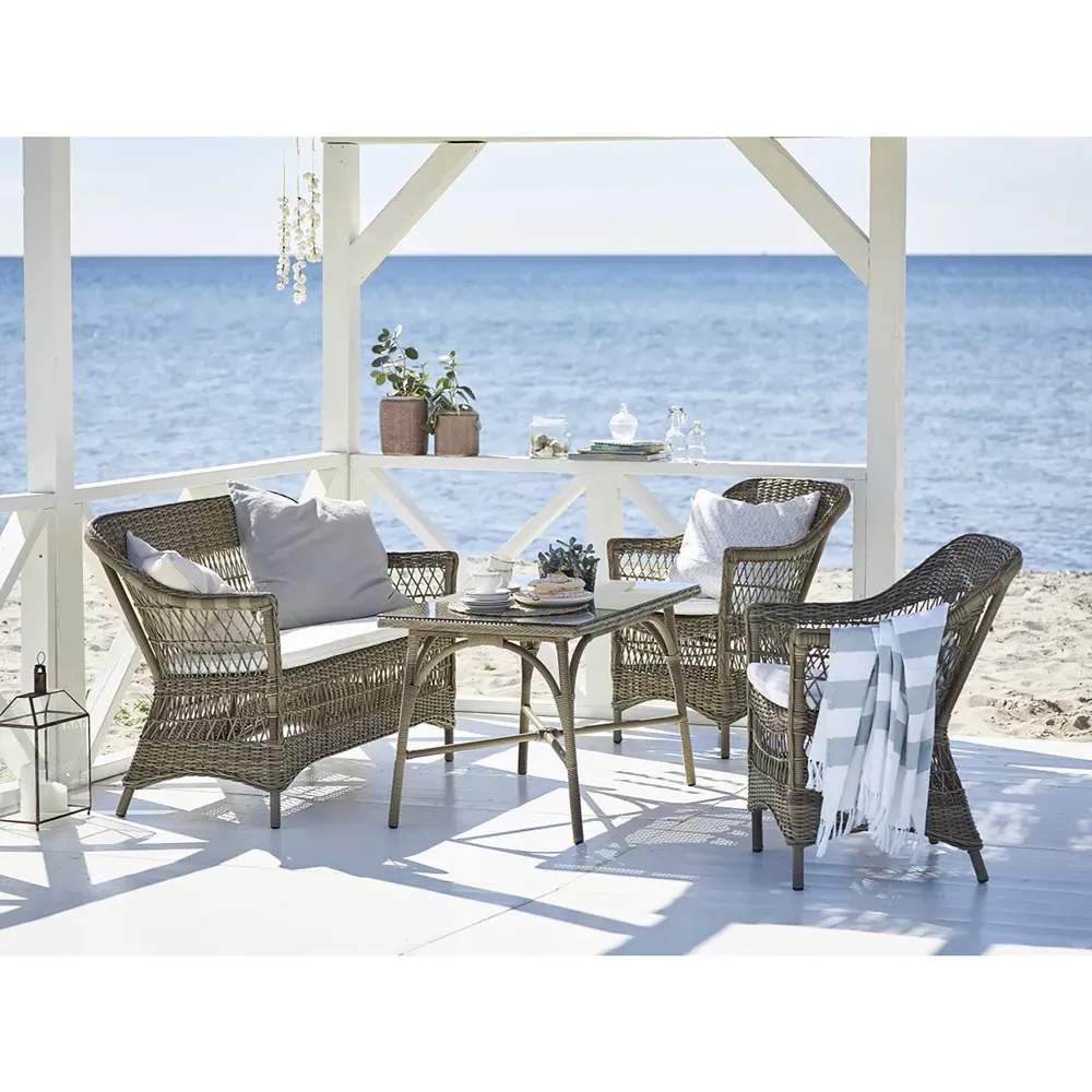 Hunter Outdoor Lounge Chair with Cushion - White, Rattan