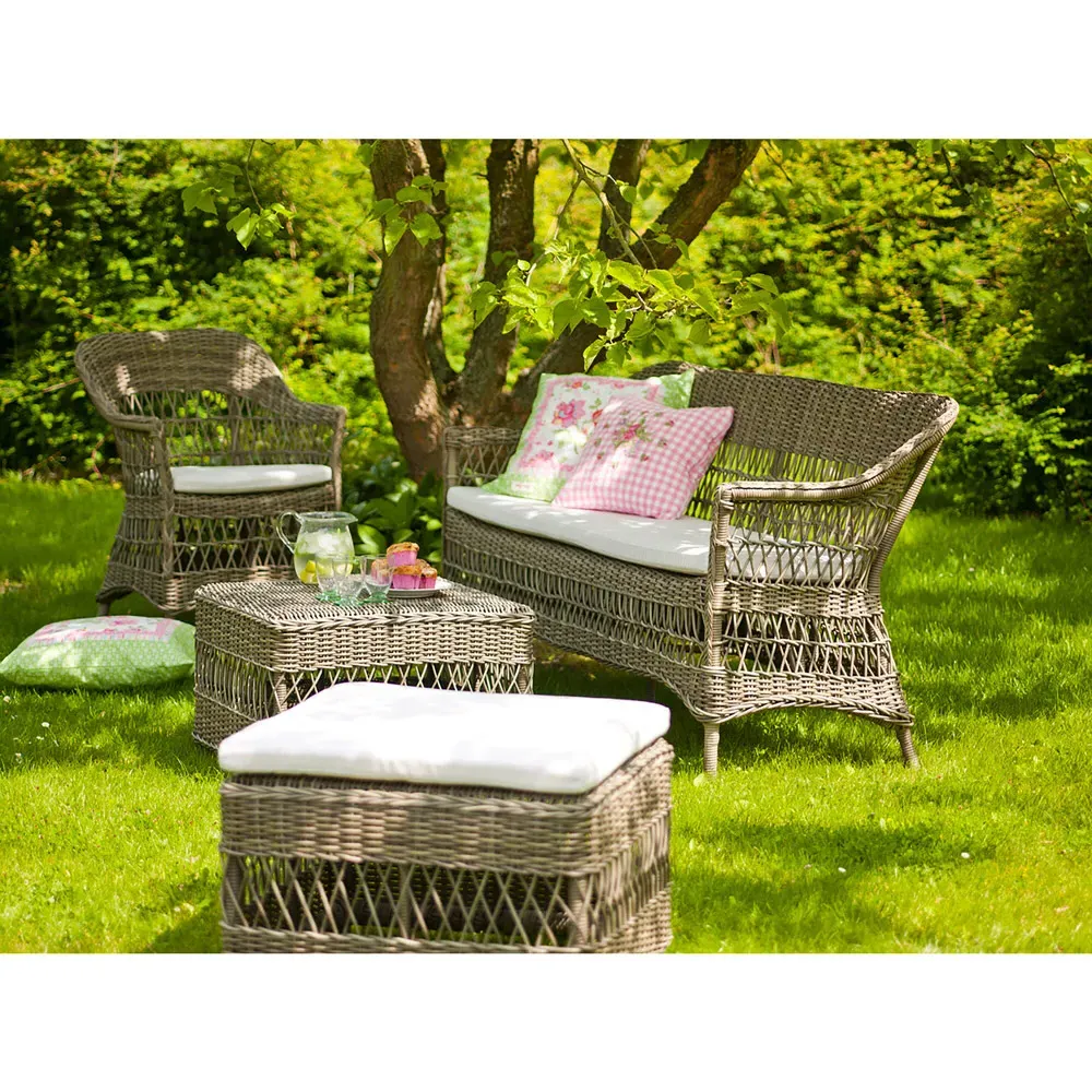 Hunter Outdoor Lounge Chair with Cushion - White, Rattan