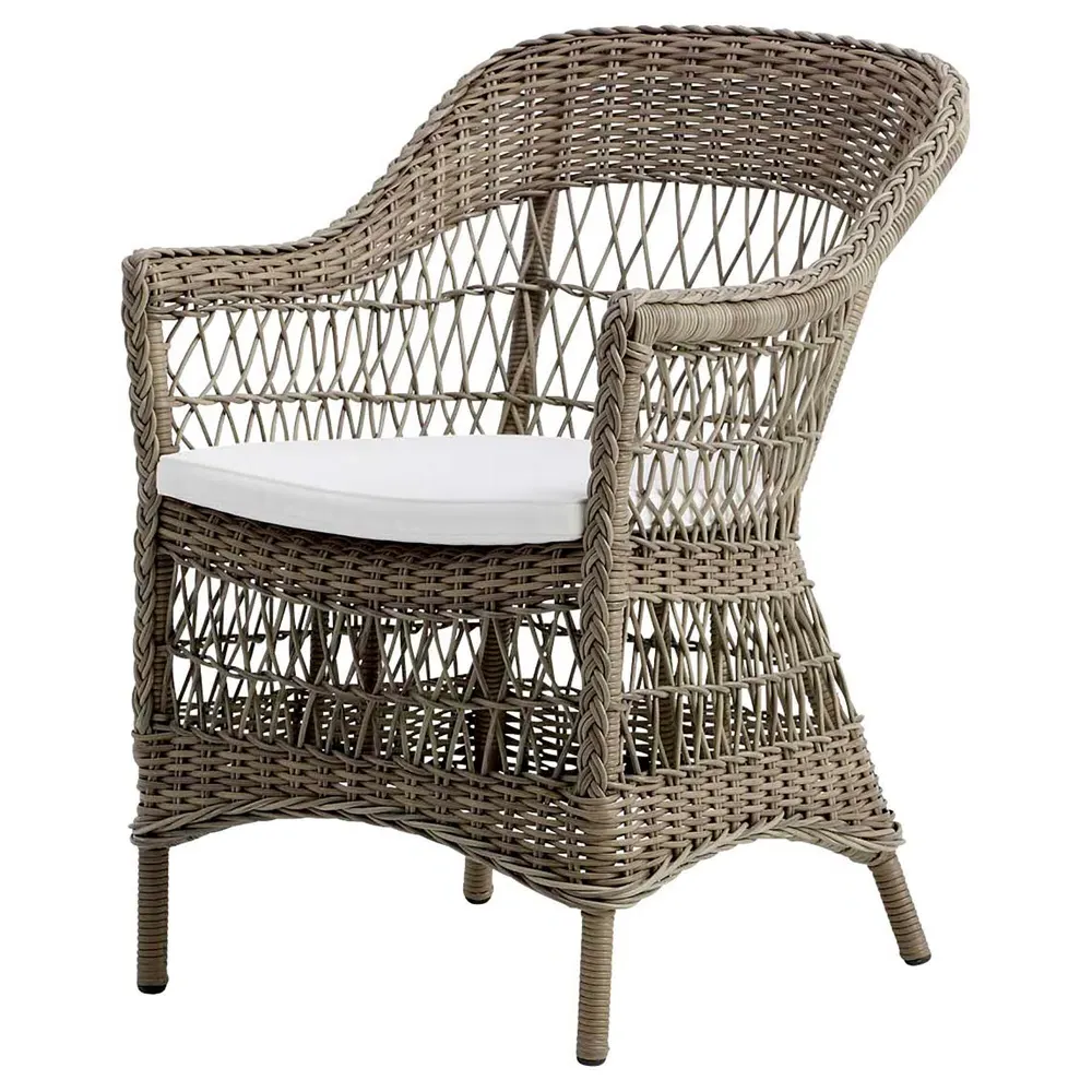 Hunter Outdoor Lounge Chair with Cushion - White, Rattan