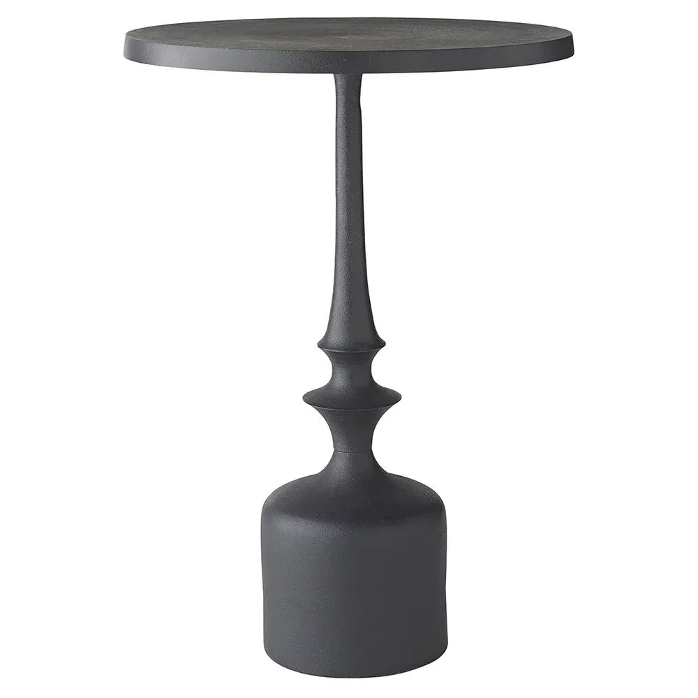 Huntlee Round Pedestal Accent Table - Black, Aluminum image
