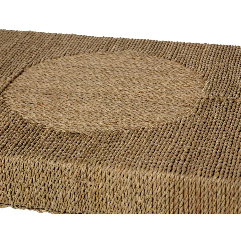 Hutch Console Table with Seagrass Rope - Clear Glass, Brown