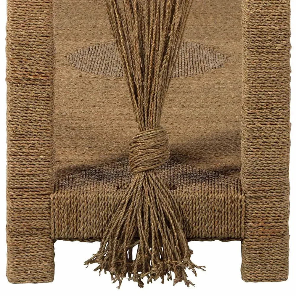 Hutch Console Table with Seagrass Rope - Clear Glass, Brown