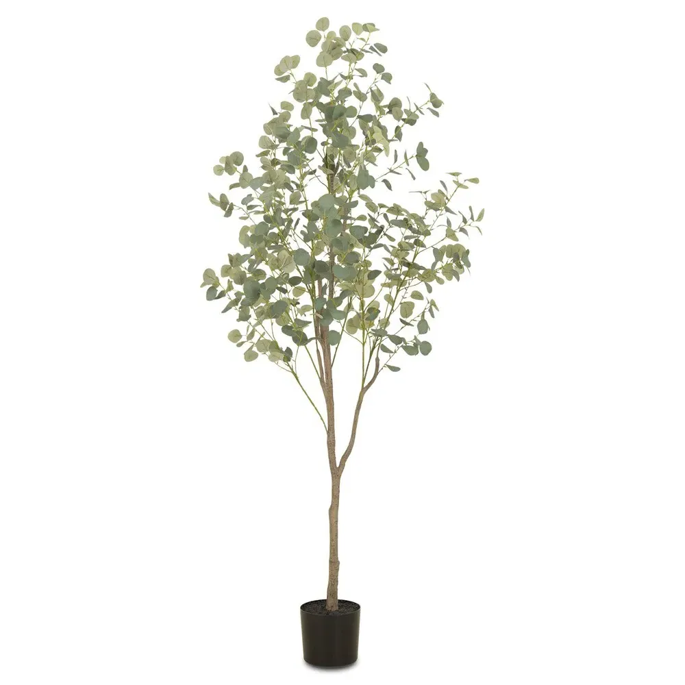 Huxley 7ft Faux Eucalyptus Potted Tree - Green
