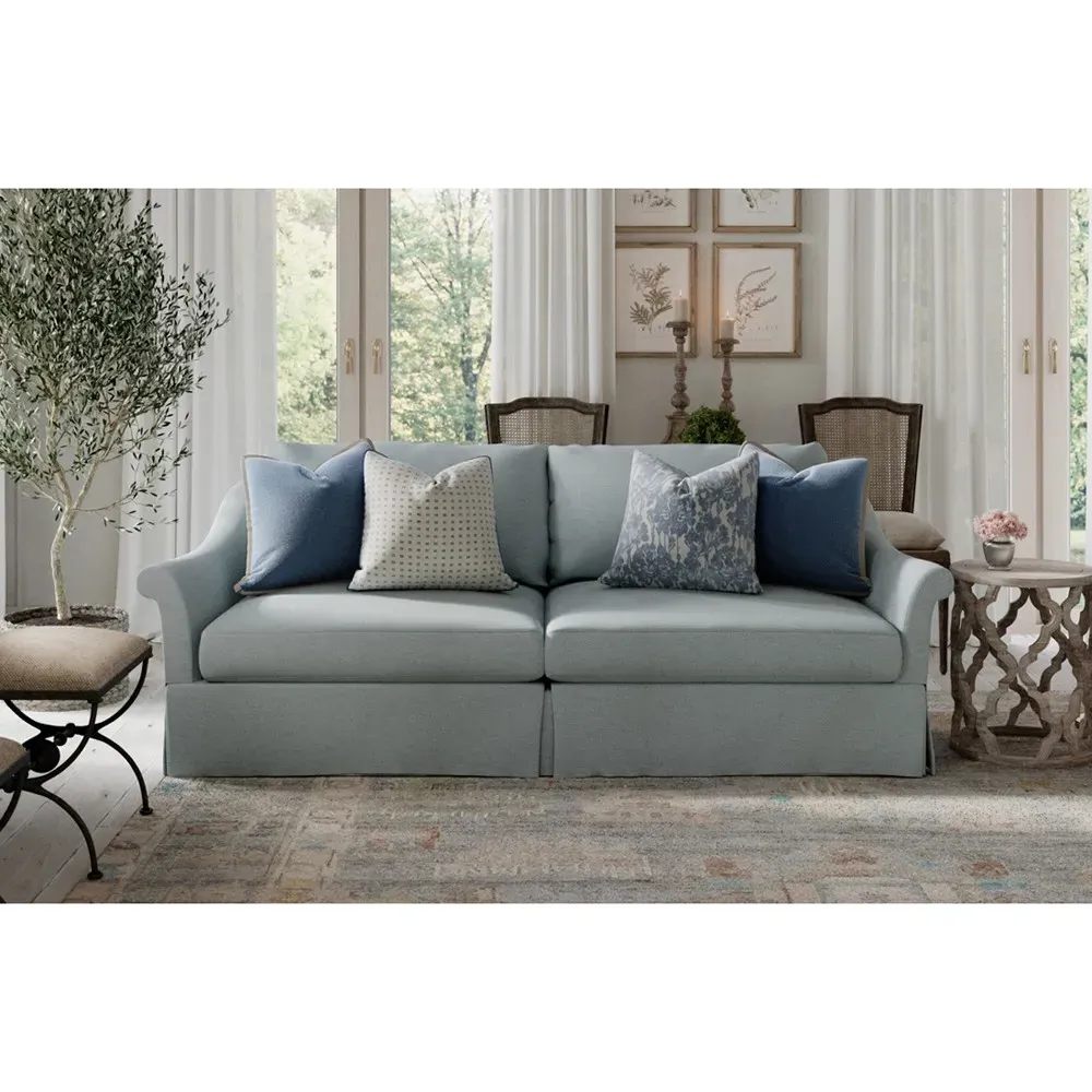 Huxley Square Throw Pillow with Eyelash Trim - Blue, Velvet