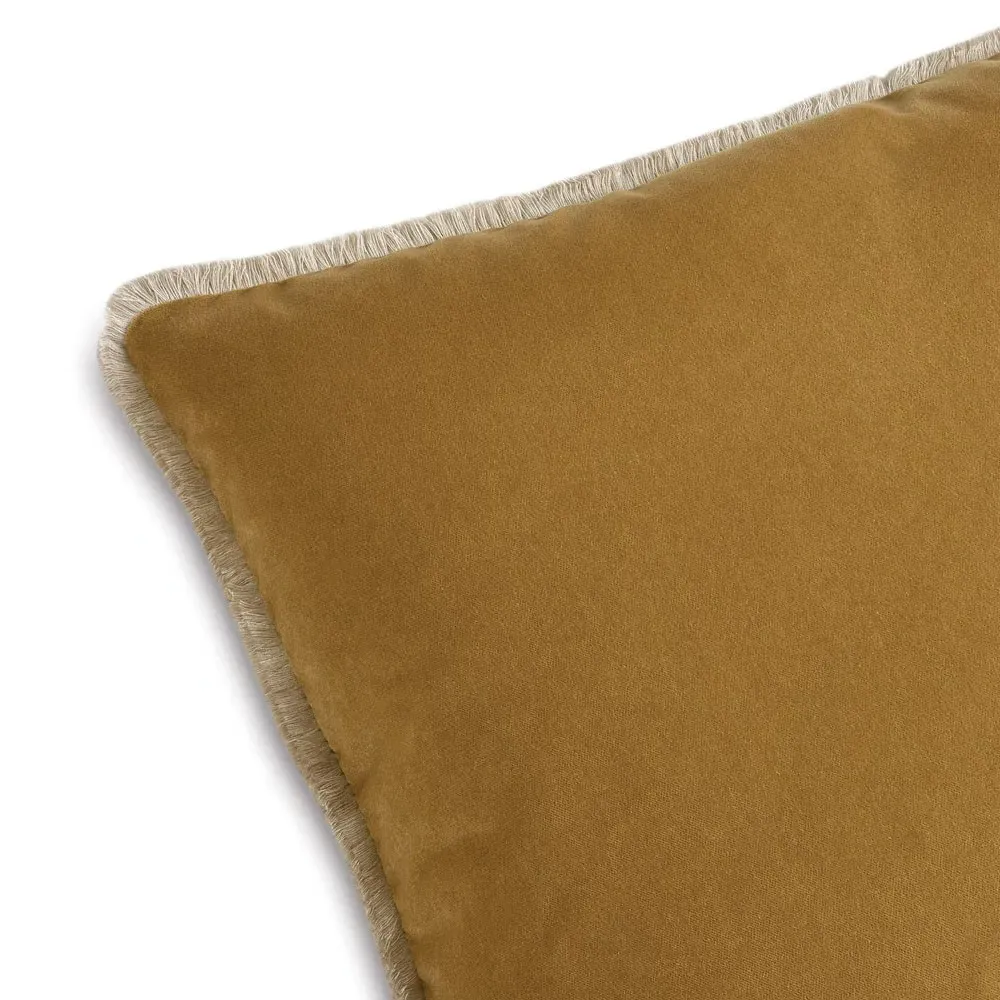 Huxley Square Throw Pillow with Eyelash Trim - Brown, Velvet