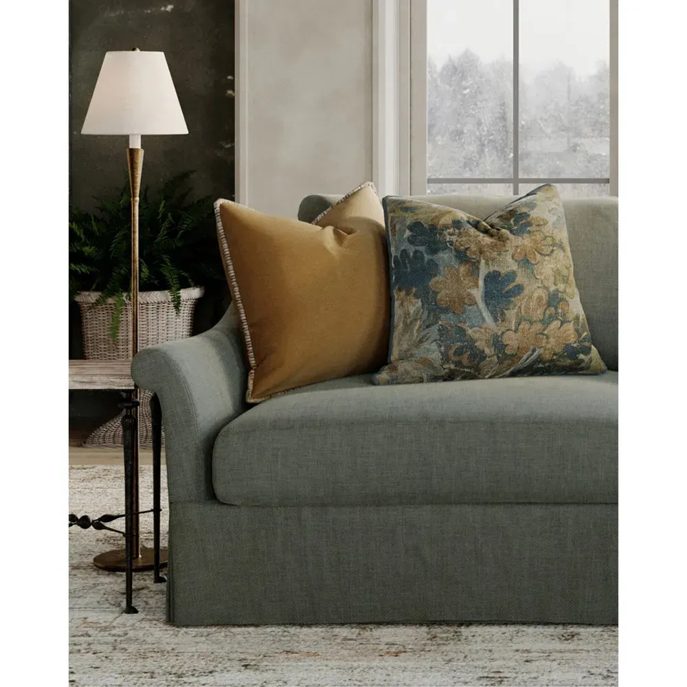 Huxley Square Throw Pillow with Eyelash Trim - Brown, Velvet