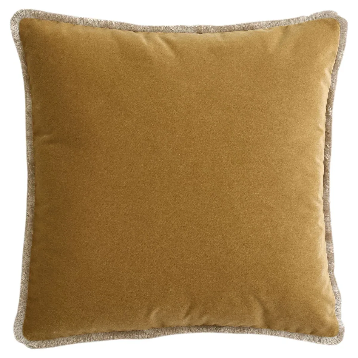 Huxley Square Throw Pillow with Eyelash Trim - Brown, Velvet