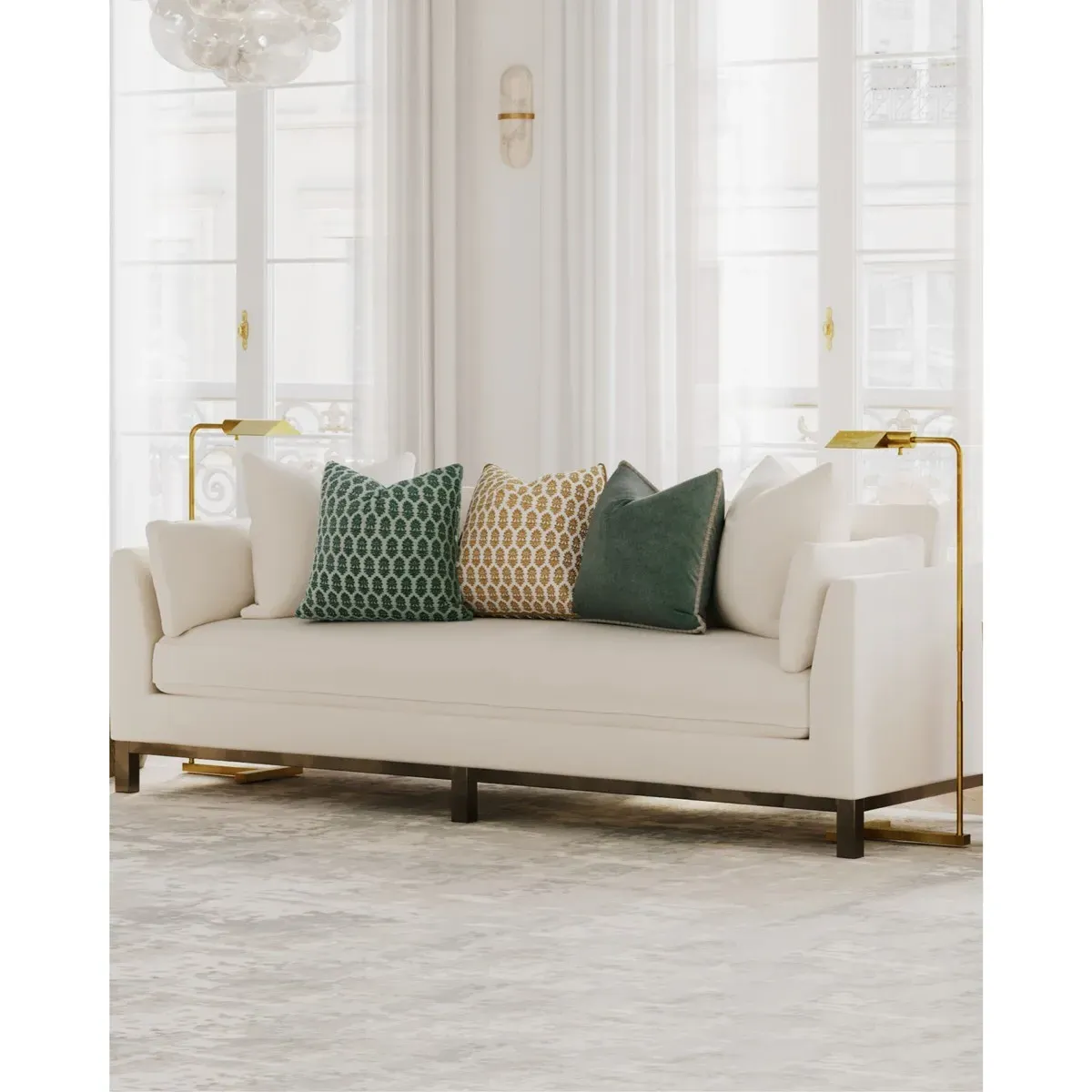 Huxley Square Throw Pillow with Eyelash Trim - Green, Velvet