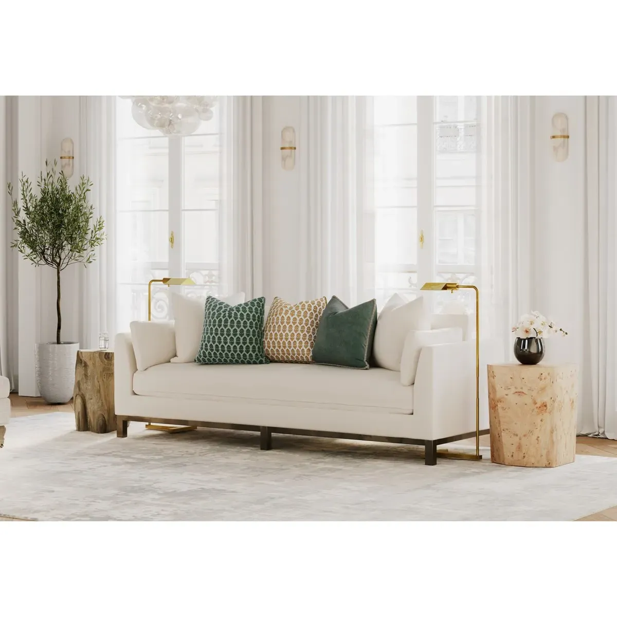 Huxley Square Throw Pillow with Eyelash Trim - Green, Velvet