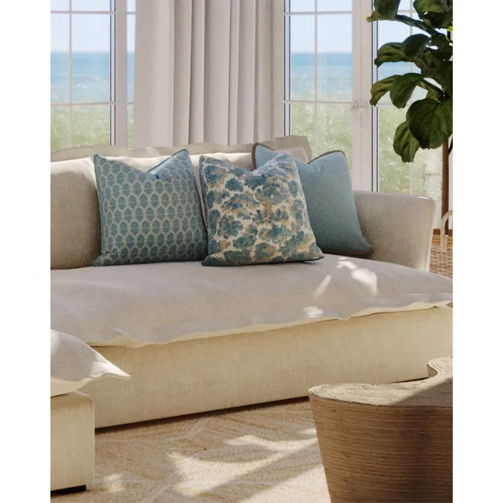 Huxley Square Throw Pillow with Eyelash Trim - Grey, Velvet