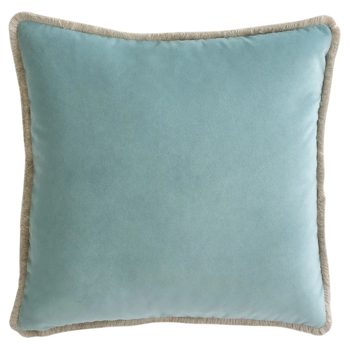 Huxley Square Throw Pillow with Eyelash Trim - Grey, Velvet