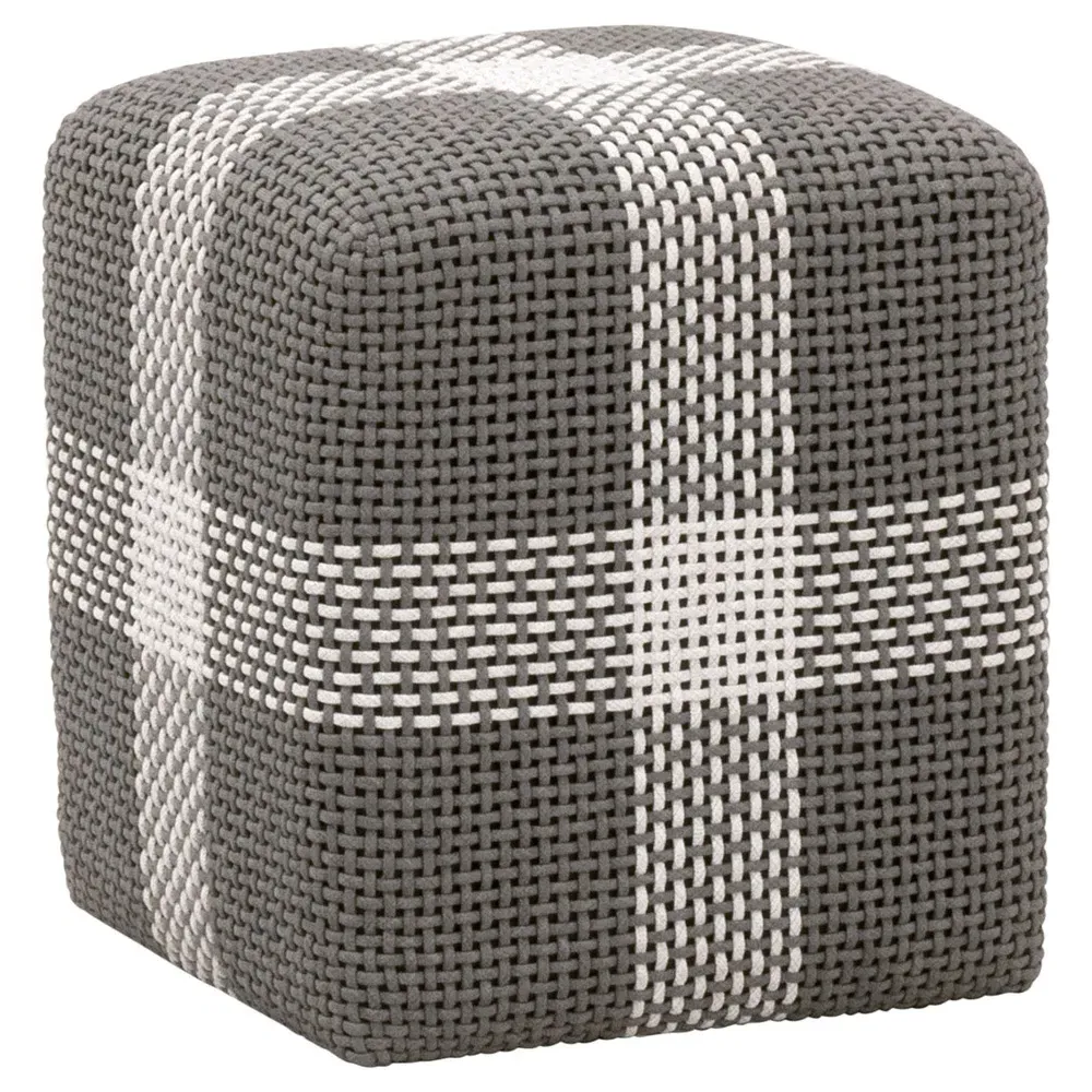 Hydra Square Outdoor Ottoman - Grey, Teak