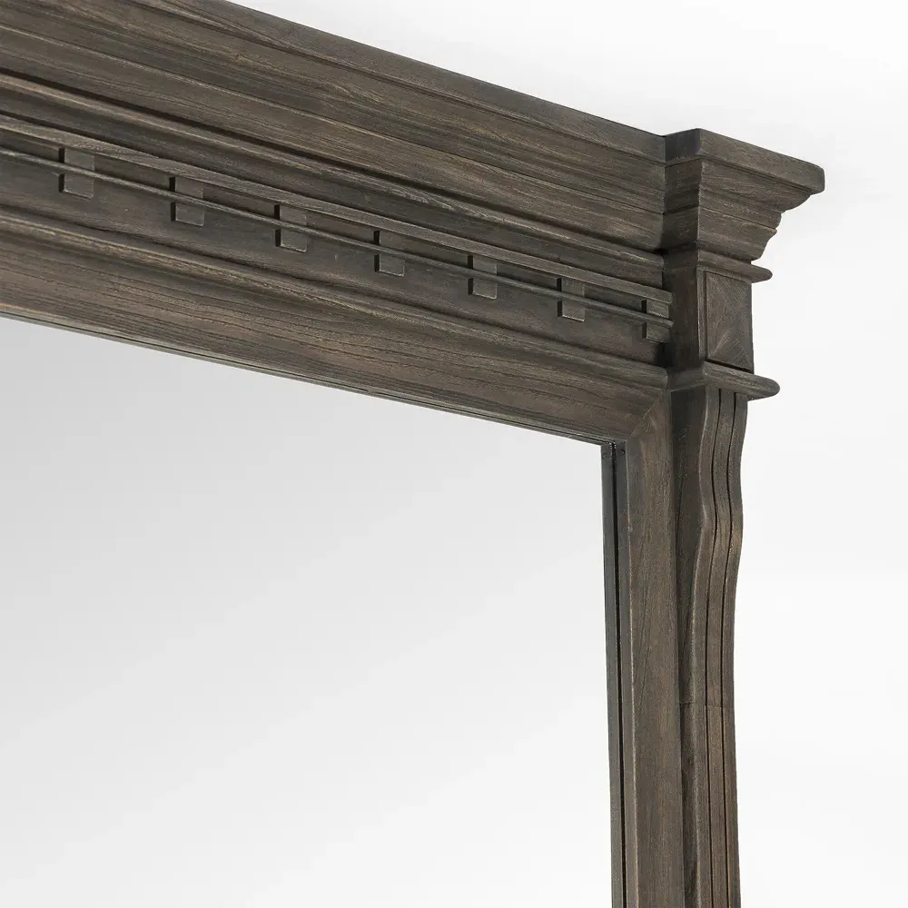 Hyram Floor Mirror - Dark Brown, Elm Wood