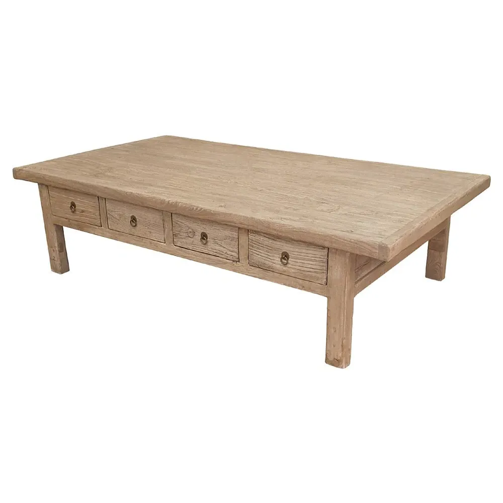 Ian 8 Drawer Coffee Table - Brown, Elm Wood image