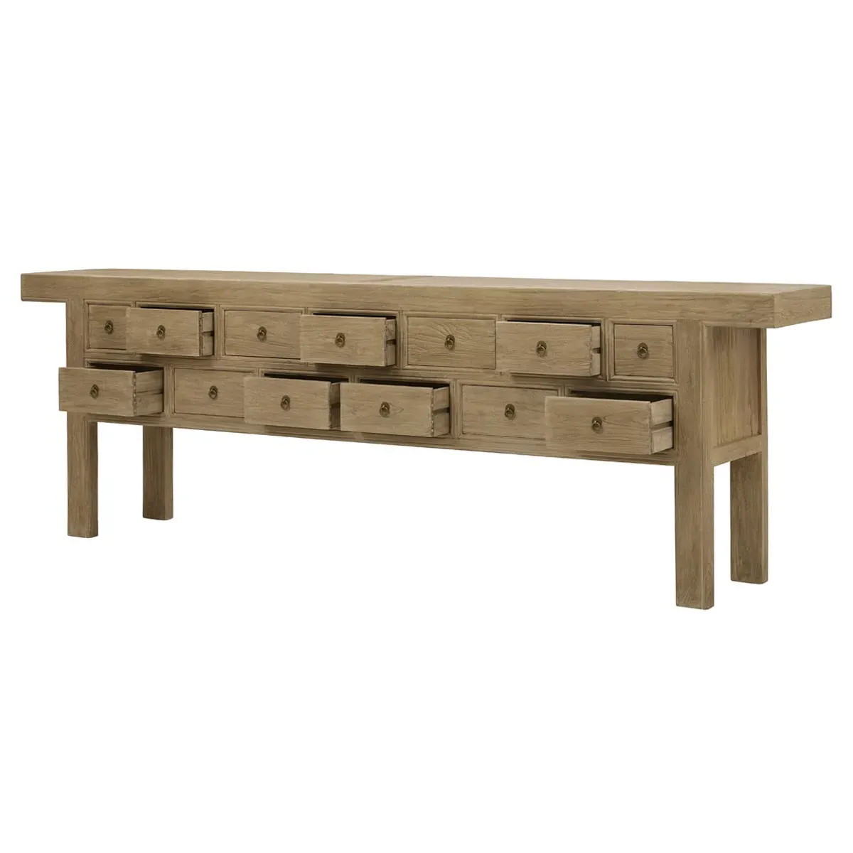 Ian Console Table with Storage - Brown, Elm Wood