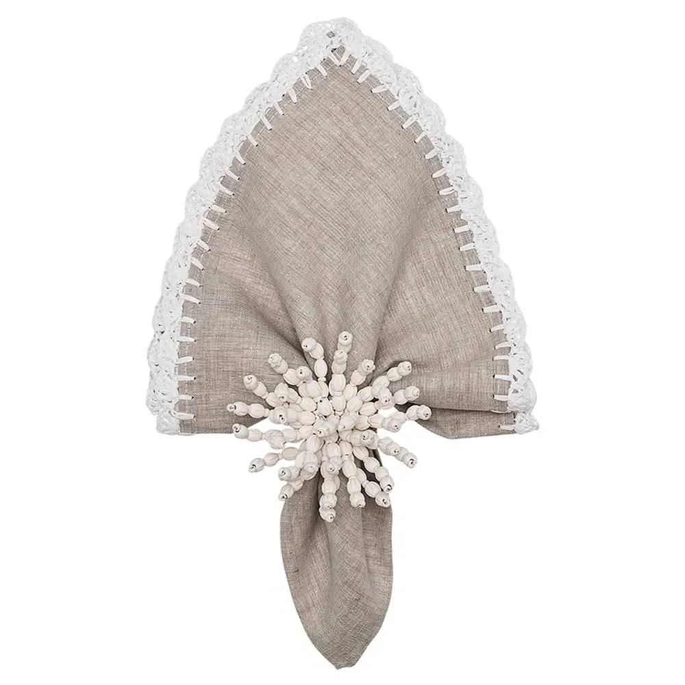 Ida Shell Edge Napkin Set of 4 - Grey, Linen