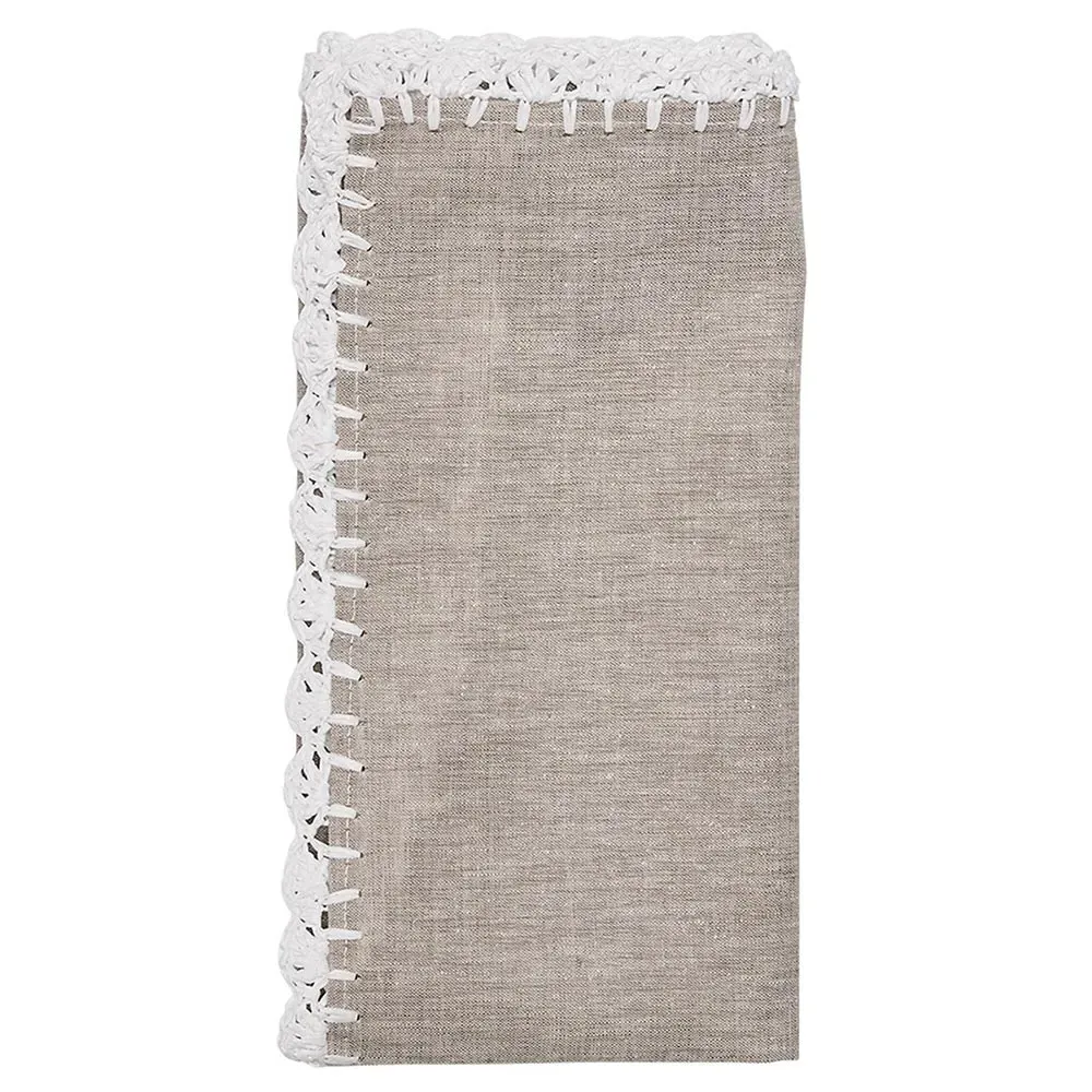 Ida Shell Edge Napkin Set of 4 - Grey, Linen image