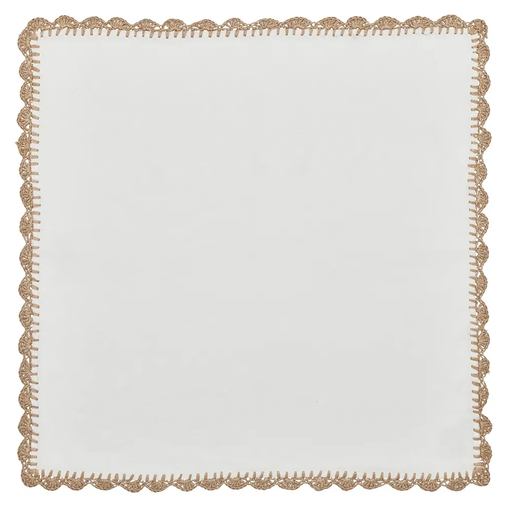 Ida Shell Edge Napkin Set of 4 - White, Linen