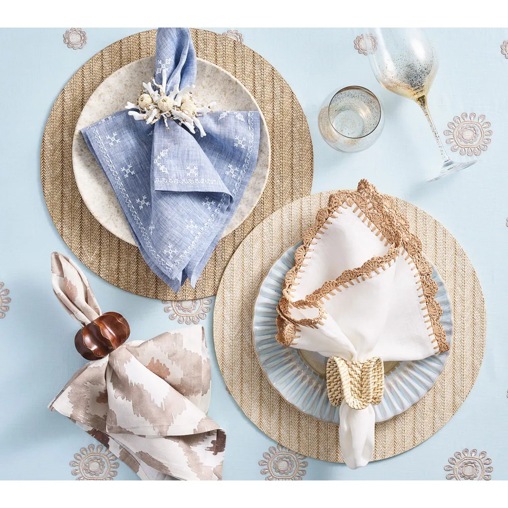 Ida Shell Edge Napkin Set of 4 - White, Linen