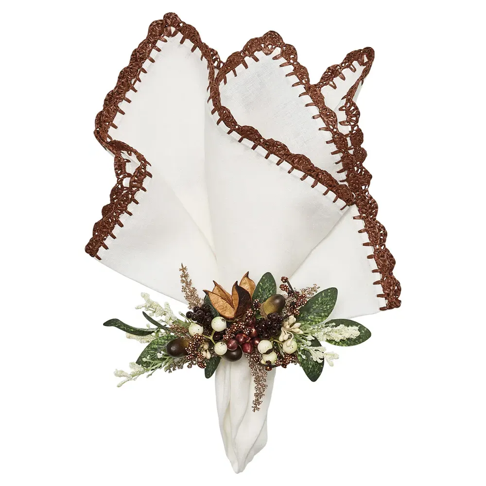 Ida Shell Edge Napkin Set of 4 - White, Linen