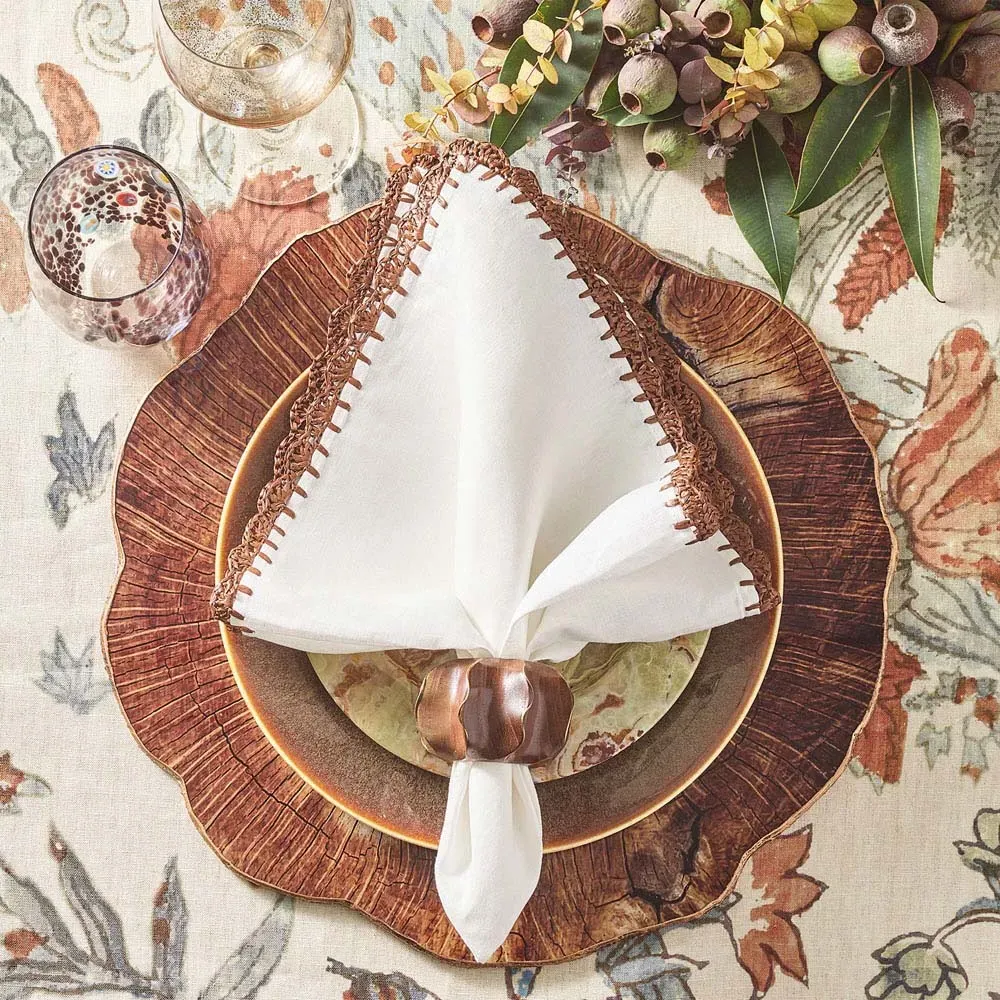 Ida Shell Edge Napkin Set of 4 - White, Linen