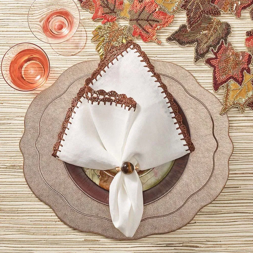 Ida Shell Edge Napkin Set of 4 - White, Linen