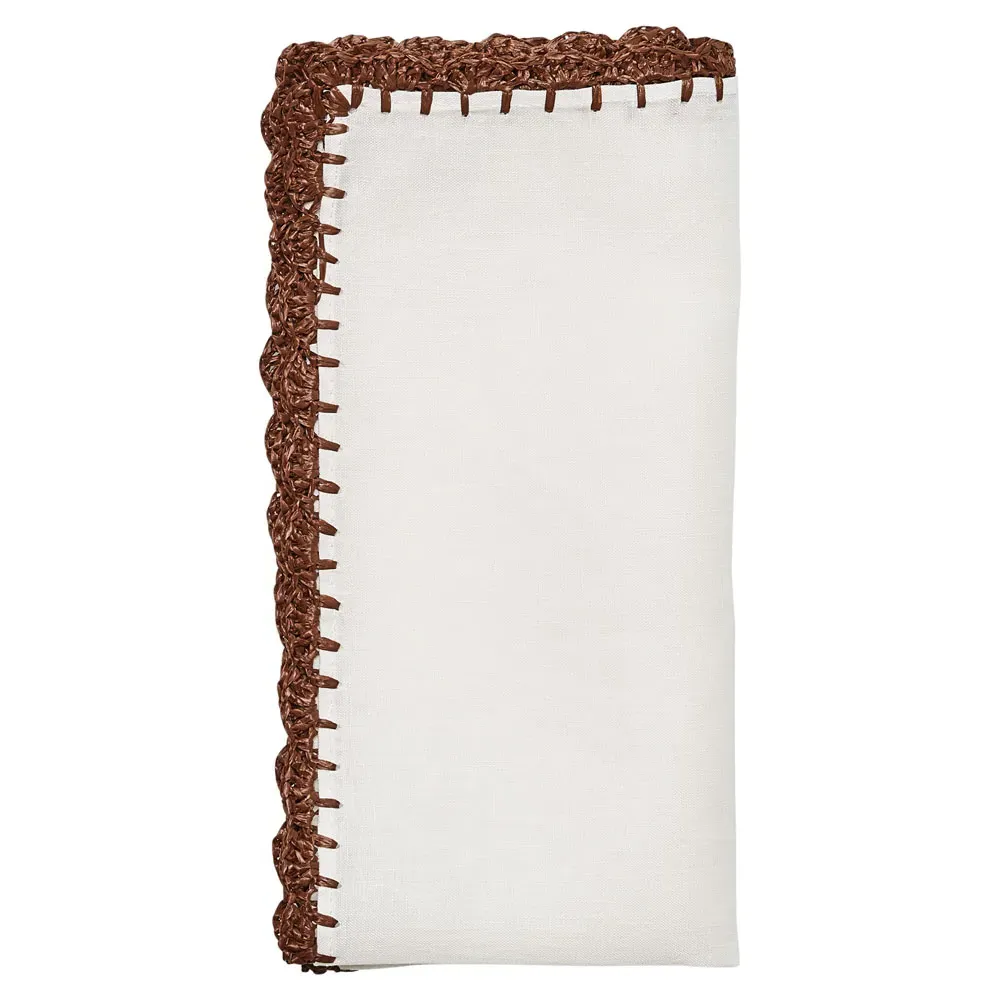 Ida Shell Edge Napkin Set of 4 - White, Linen