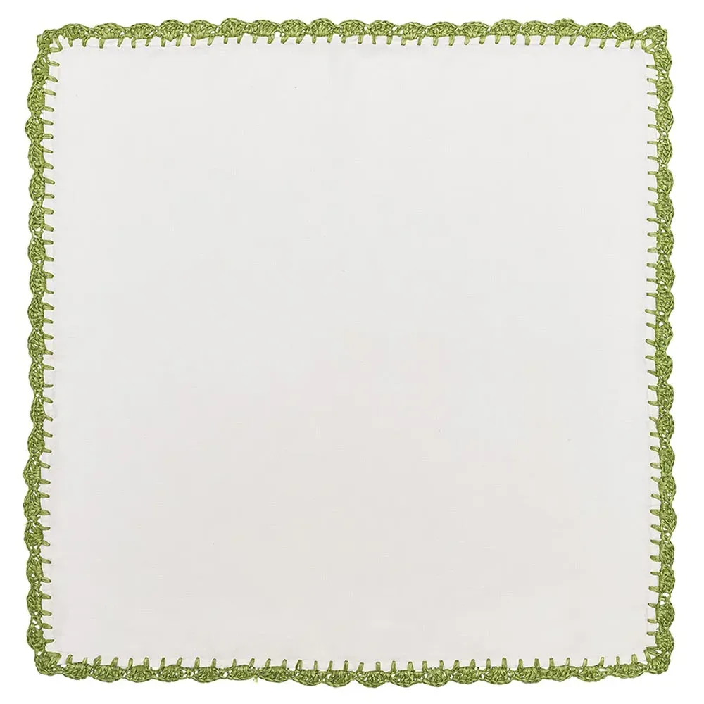 Ida Shell Edge Napkin Set of 4 - White, Linen