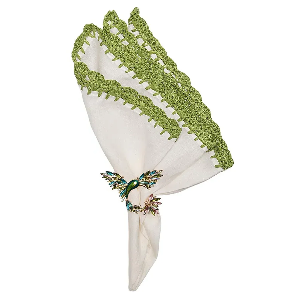 Ida Shell Edge Napkin Set of 4 - White, Linen