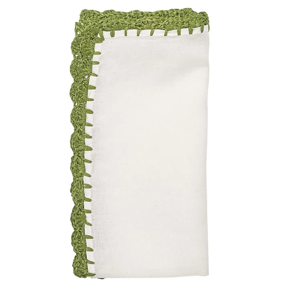 Ida Shell Edge Napkin Set of 4 - White, Linen