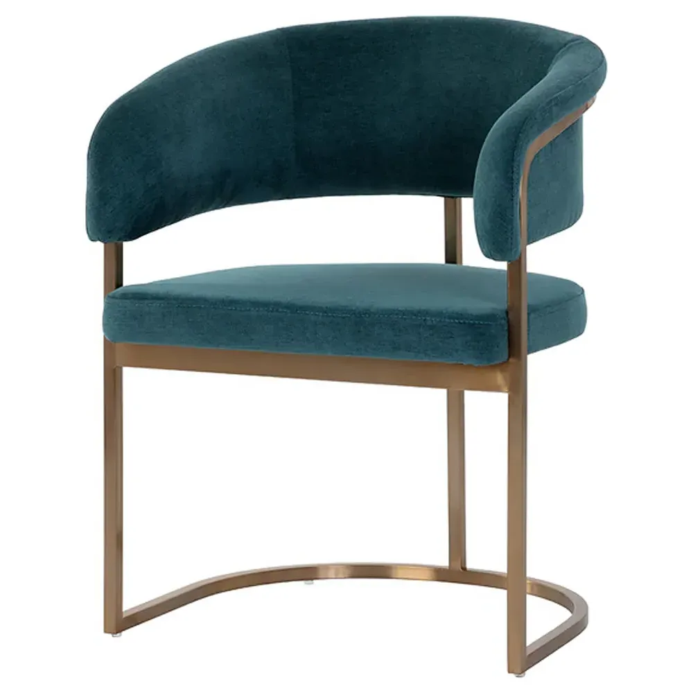 Ifera Dining Arm Chair - Teal, Stainless Steel