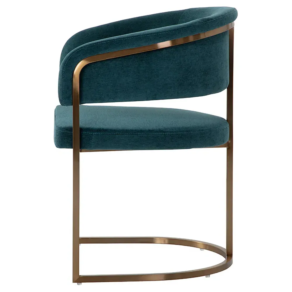 Ifera Dining Arm Chair - Teal, Stainless Steel