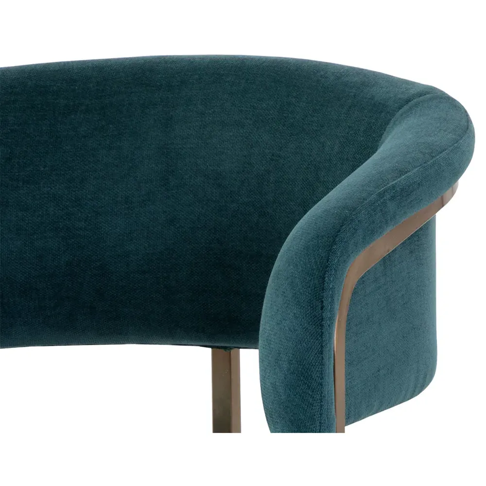Ifera Dining Arm Chair - Teal, Stainless Steel