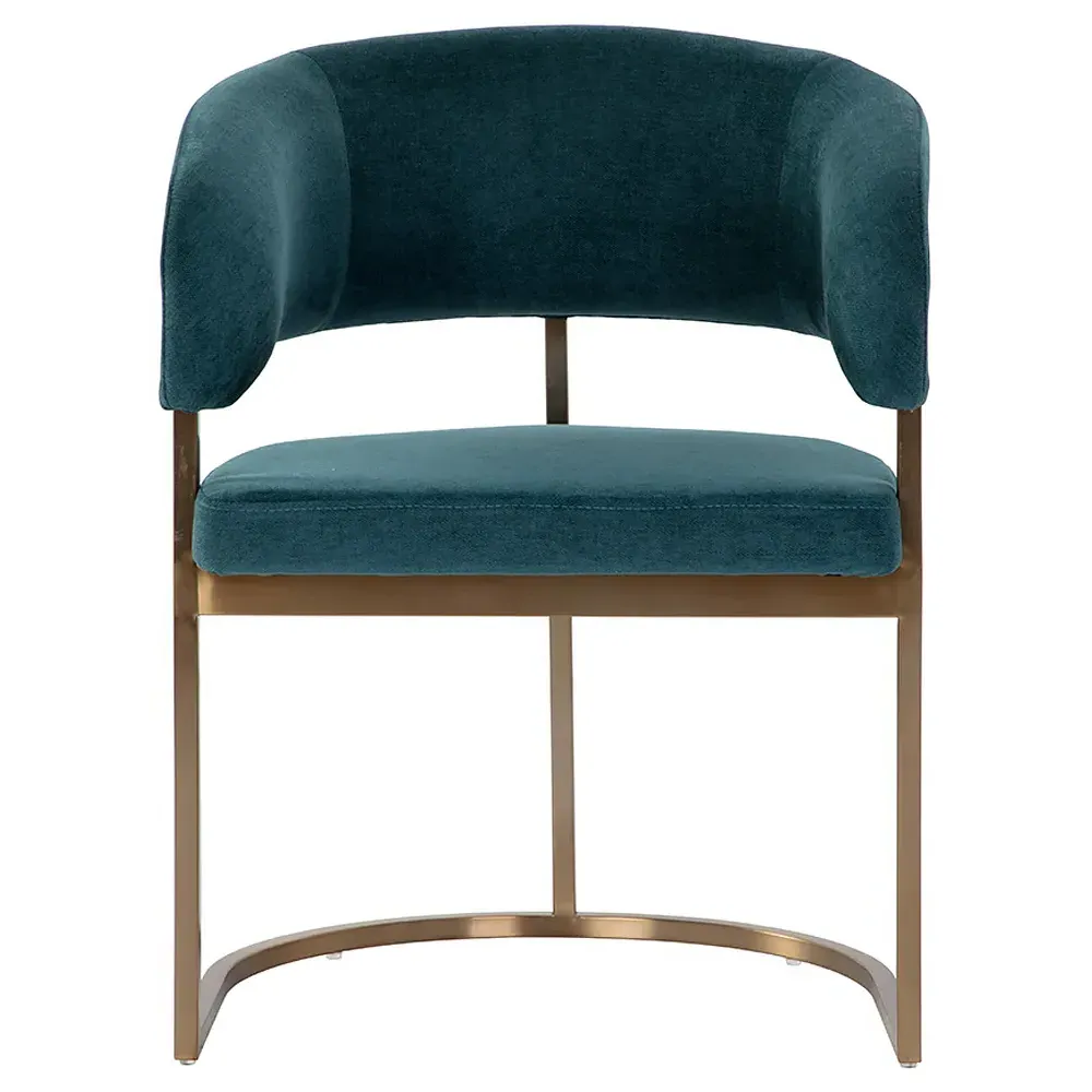 Ifera Dining Arm Chair - Teal, Stainless Steel