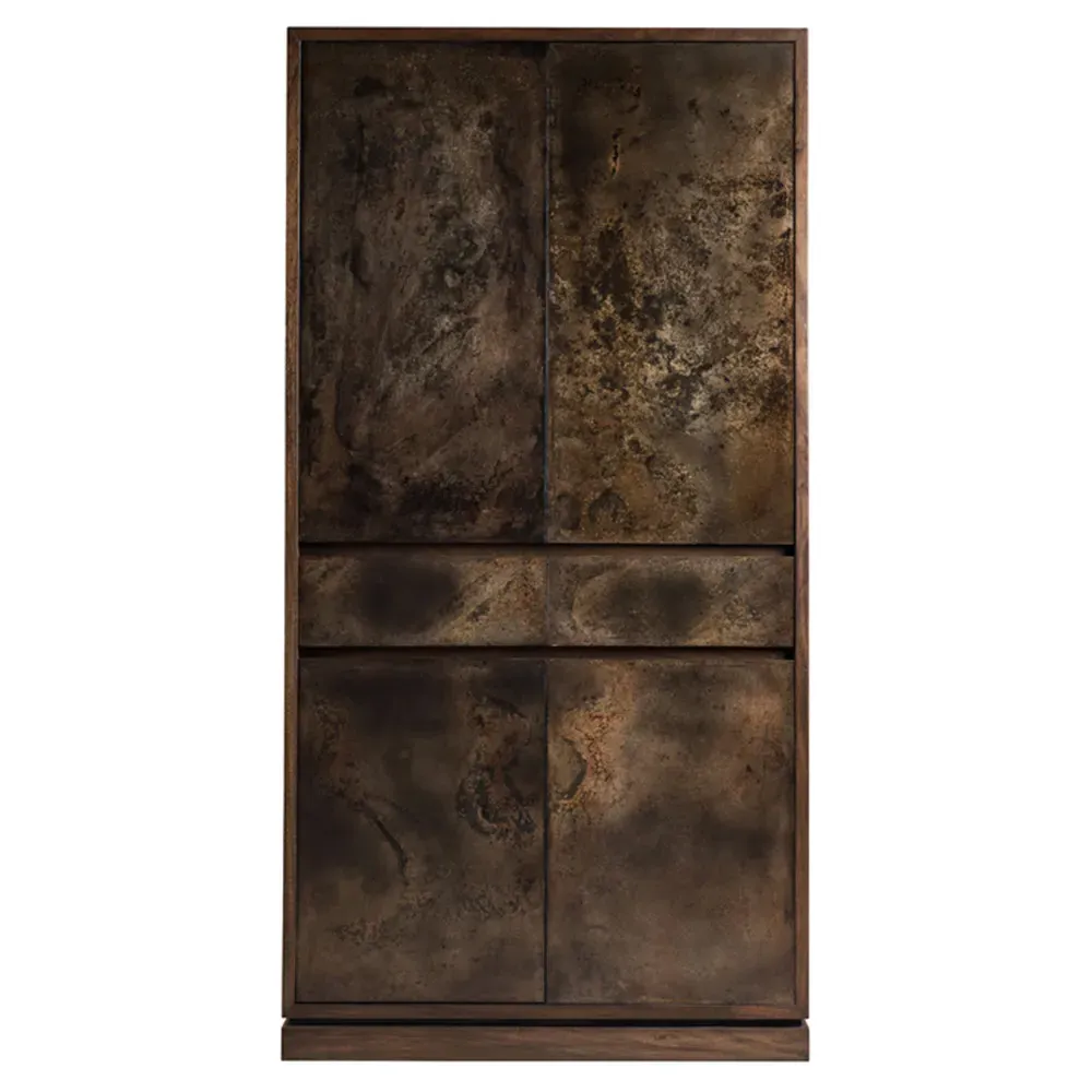 Igon 4 Door China Cabinet - Brown, Saman Wood image