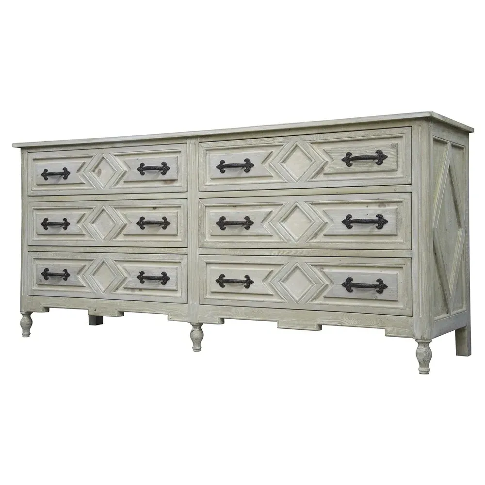 Ila Double Dresser - Grey Washed, Reclaimed Wood