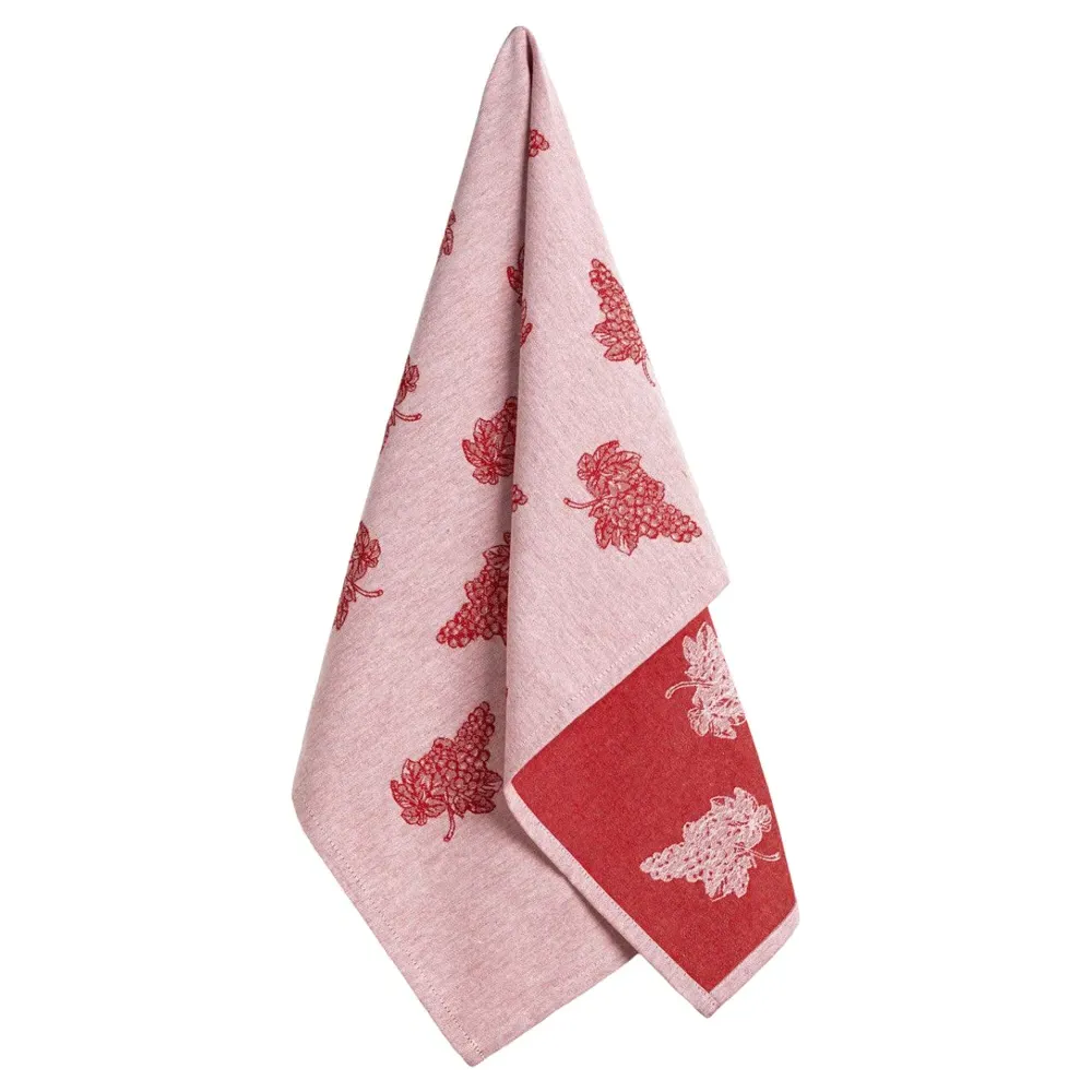 Ila French Grapes Dish Towel Set - Red, Cotton