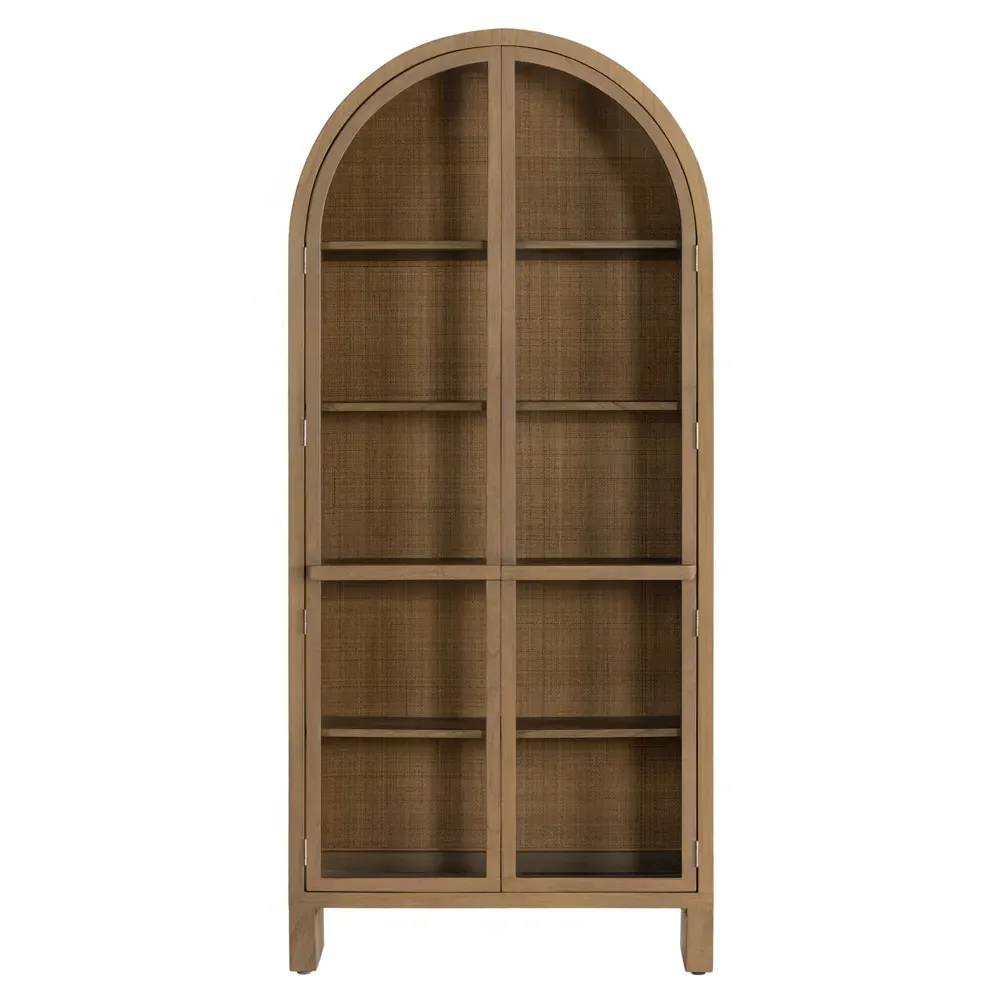 Iliana Arched Display Cabinet - Natural, Woven Cane